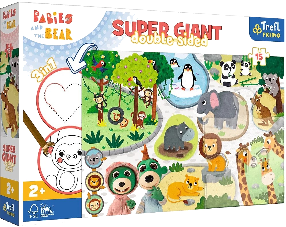 TREFL 42000 Puzzle 15 GIANT Bobaski w ZOO