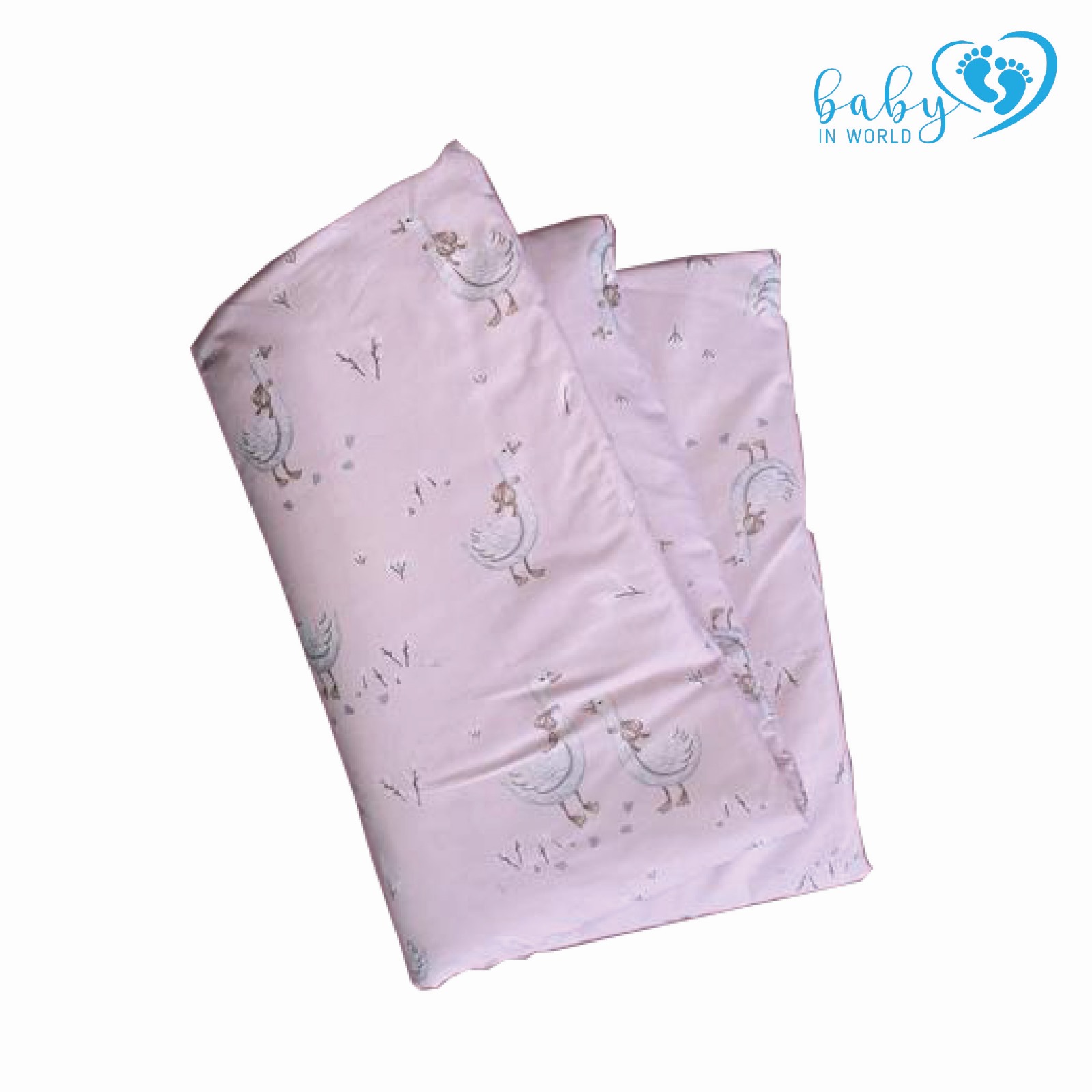 BABY 01632 Kołdra i poduszka 135x100 40x60 Gąski Różowe*