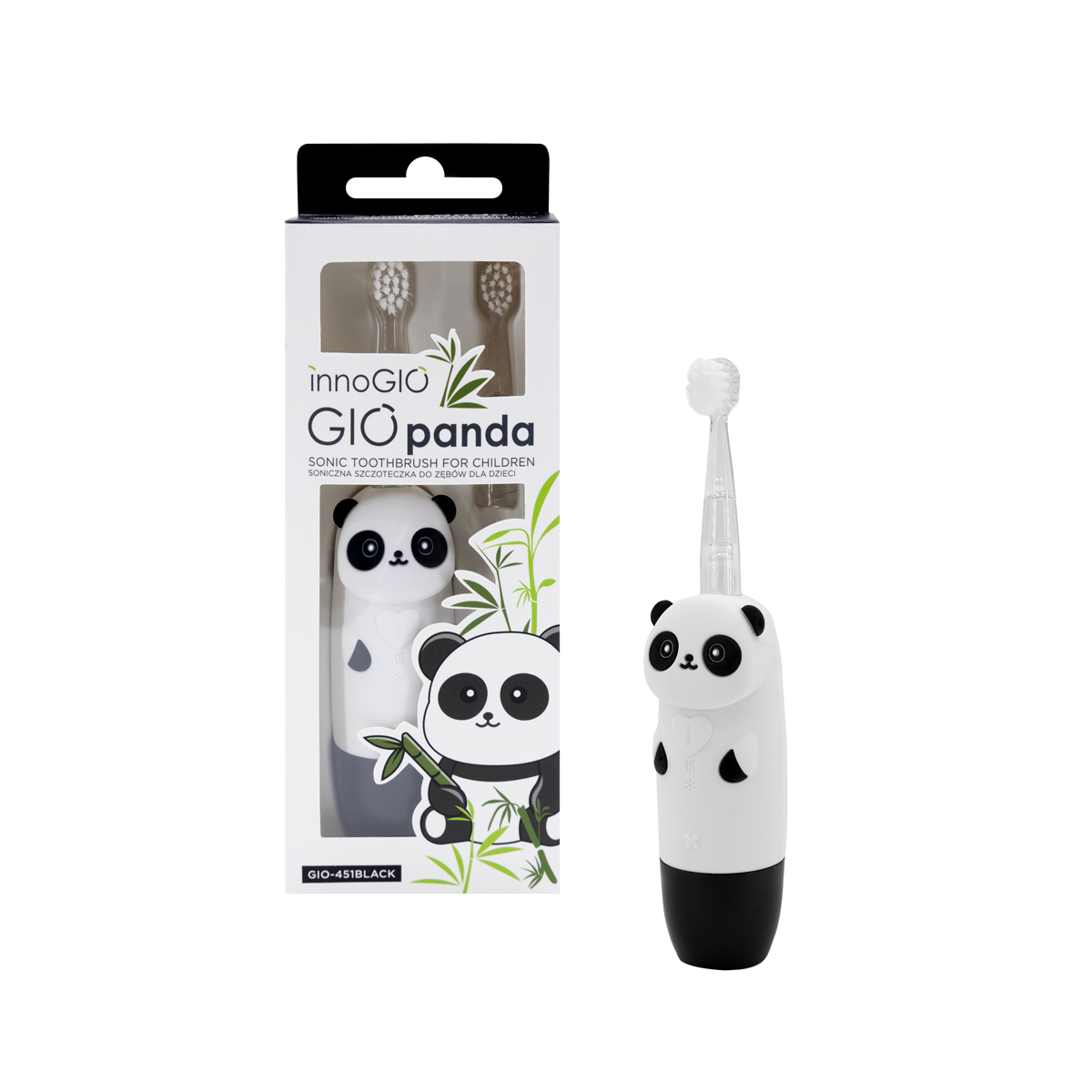INNOGIO GIO-451BLACK Soniczna szczoteczka dla dzieci GIOpanda czarna