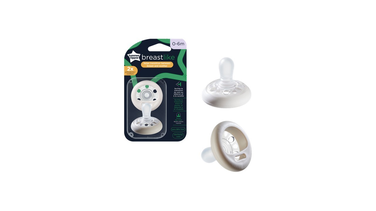 TOMMEE TIPPEE TTP43344021 Smoczek uspokajający BREAST-LIKE  0-6m mix 2 szt