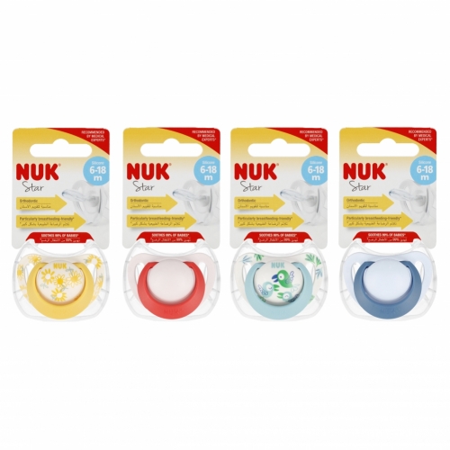 NUK 736751 Smoczek uspokajający silikonowy 6-18m STAR