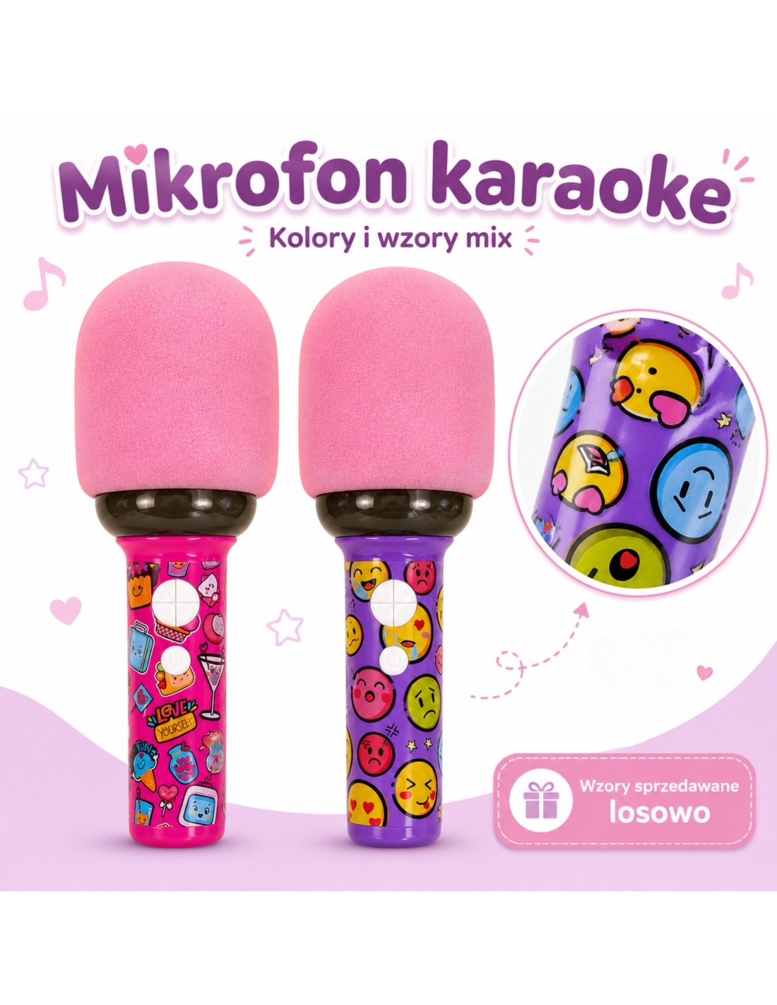 WOOPIE 58854 Bezprzewodowy mikrofon do karaoke różowy