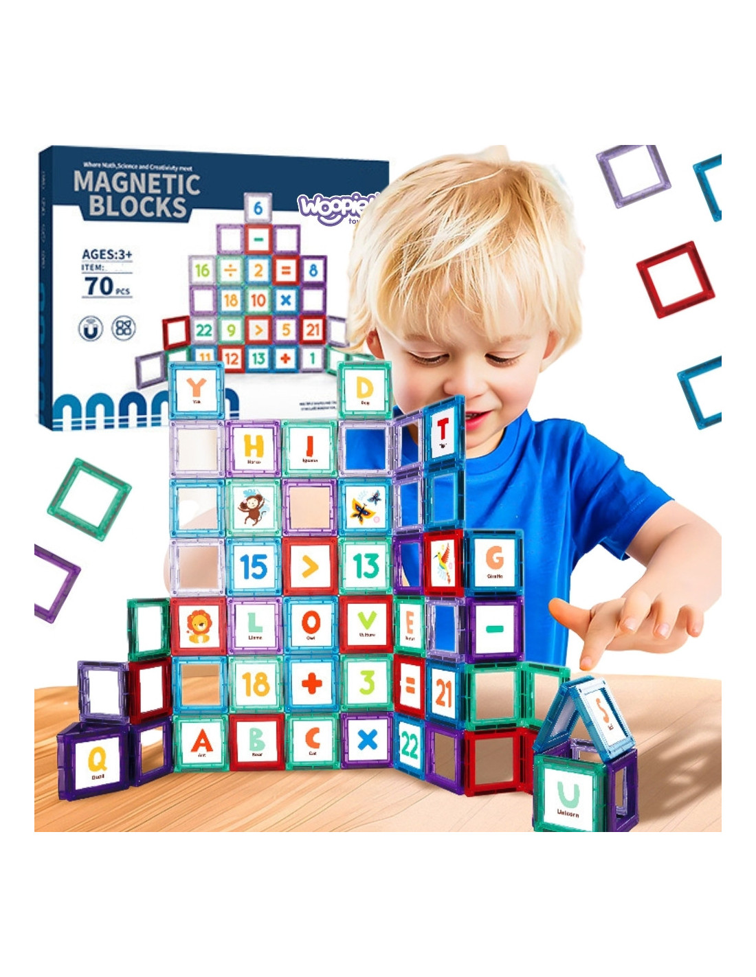 WOOPIE 54986 Klocki magnetyczne Nauka liczenia 70 el.