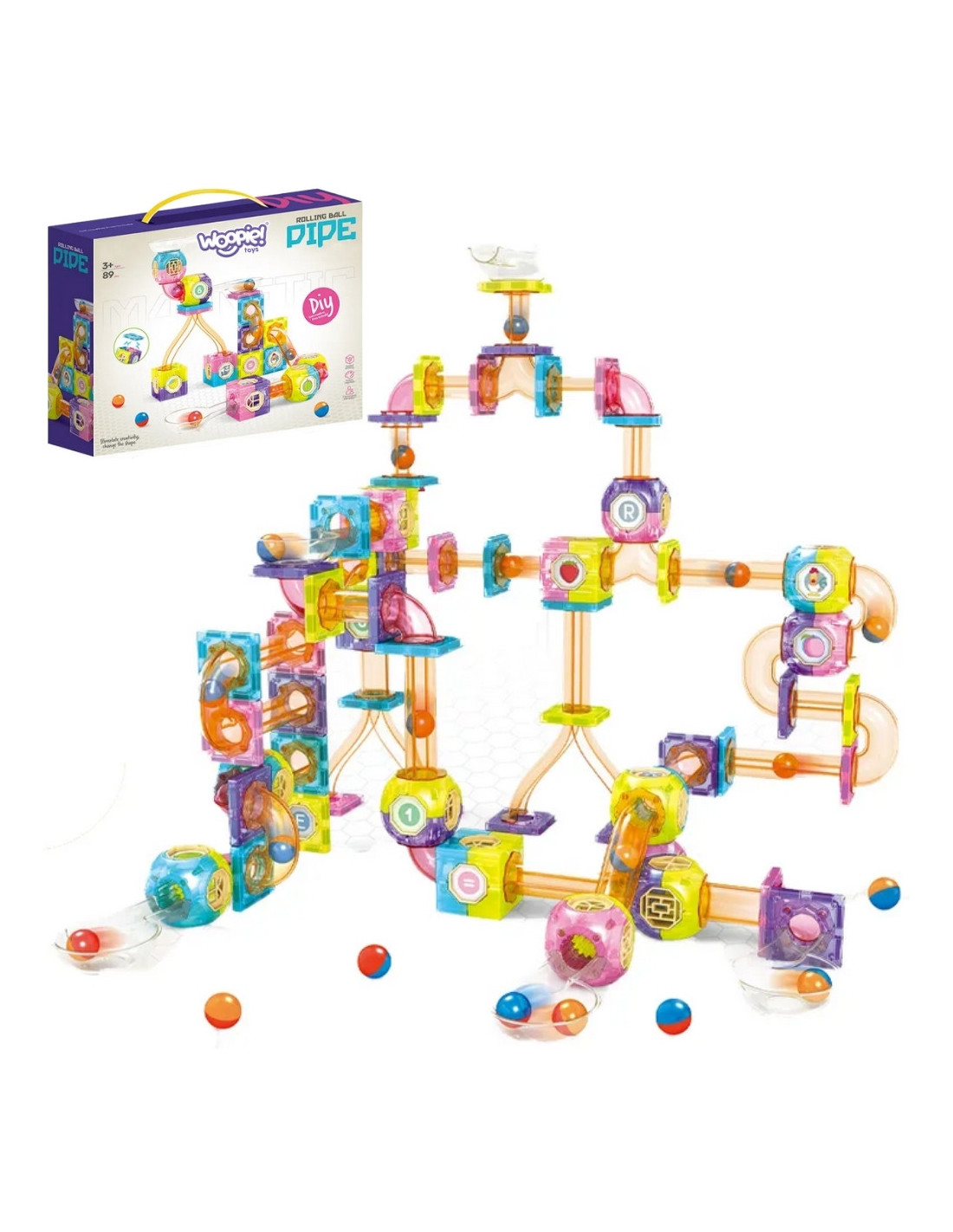 WOOPIE 53224 Klocki magnetyczne Tor kulkowy 89 el.