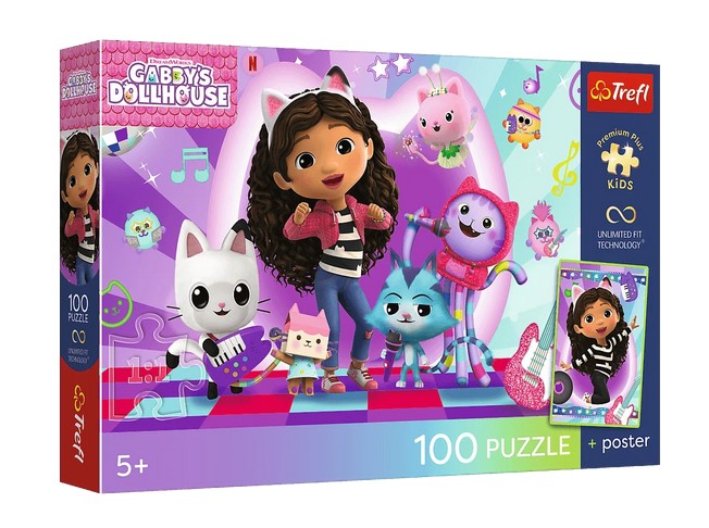 TREFL 16551 Puzzle 100 Kolorowy koci świat / Gabby's Dollhouse