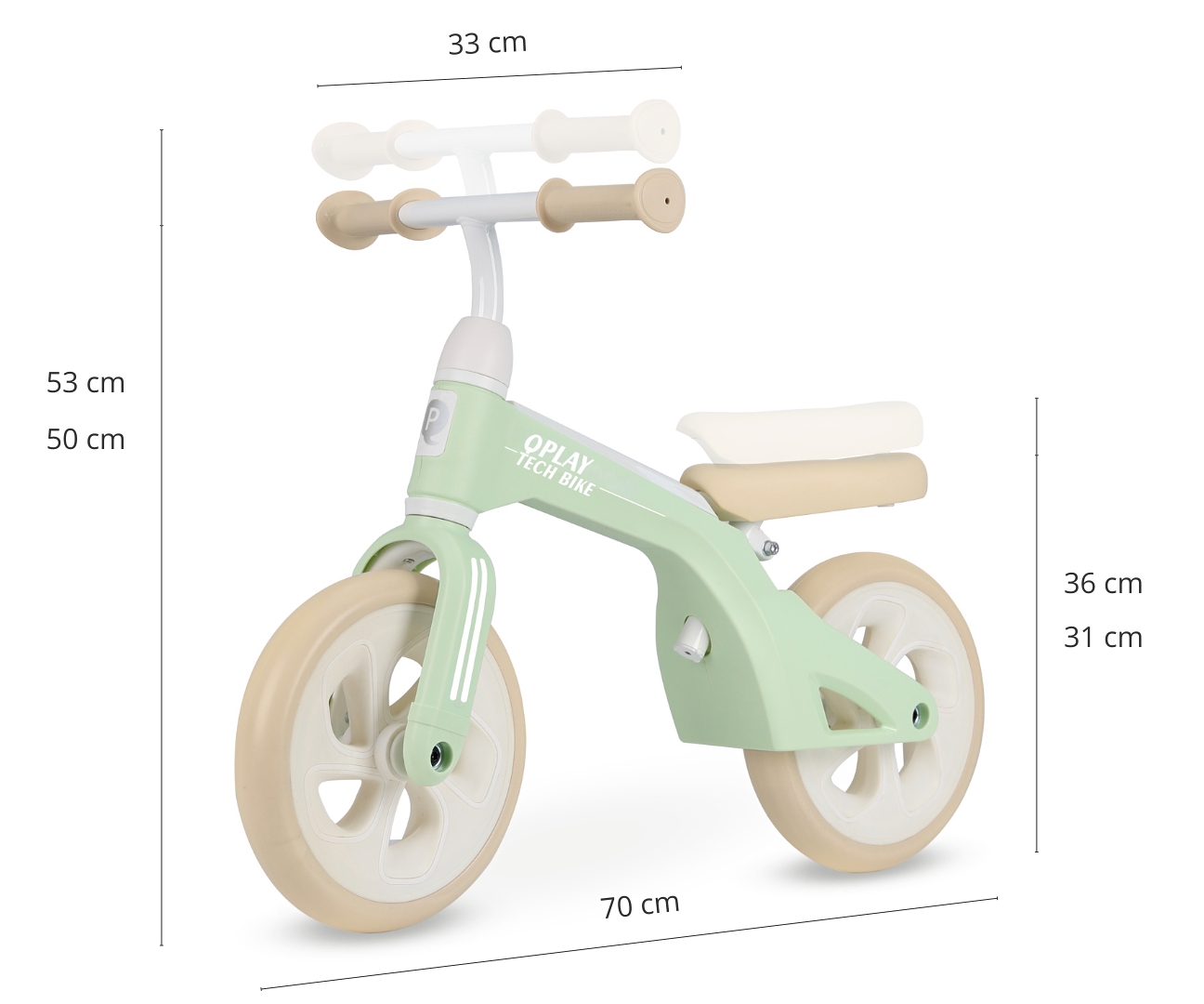 MILLY MALLY 6281 Qplay Rowerek biegowy Tech Mint