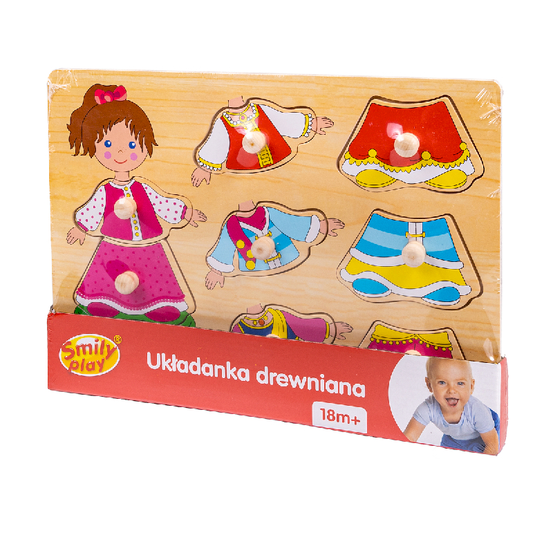 SMILY PLAY SPW83604 Układanka drewniana ubierz dziewczynkę