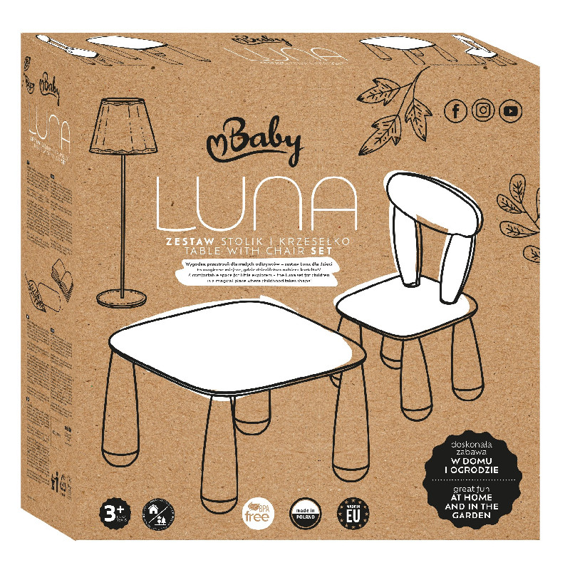 MALTEX SET LUNA CLASSIC Stolik dla dzieci + krzesełko biały/niebieski