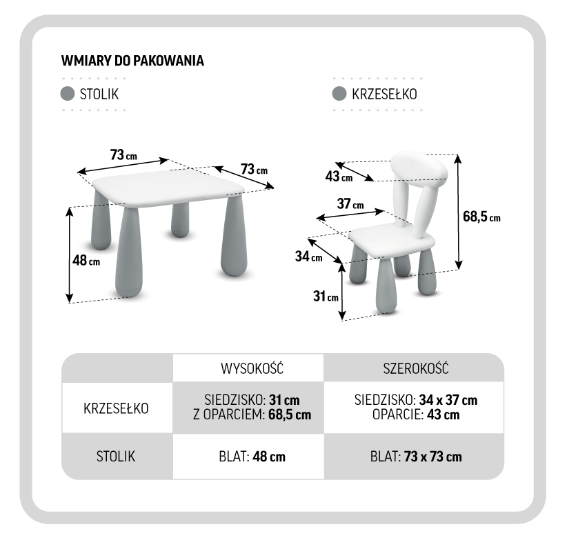 MALTEX SET LUNA CLASSIC Stolik dla dzieci + krzesełko biały/beżowy