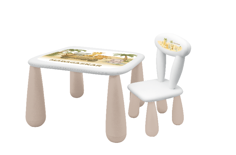 MALTEX SET LUNA MADAGASKAR Stolik dla dzieci + krzesełko biały/beżowy
