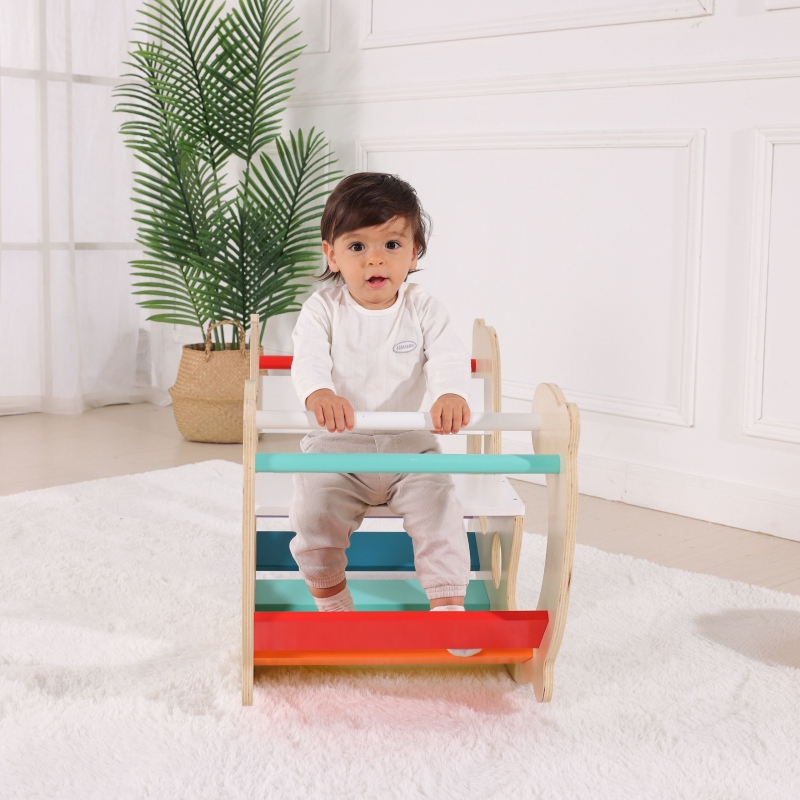 WOOPIE 58205 GREEN Drewniany Tęczowy Bujak i Mostek 2w1