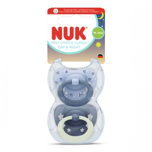 NUK 10177263 Smoczek uspokajający 2 elementowy 18-36m D&N niebieski