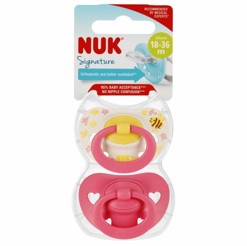 NUK 10739679 Smoczek uspokajający 2 elementowy 18-36m Signature róż