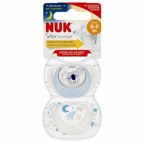 NUK 175287 Smoczek uspokajający 2 el. 0-6m D&N KOALA niebieski/biały