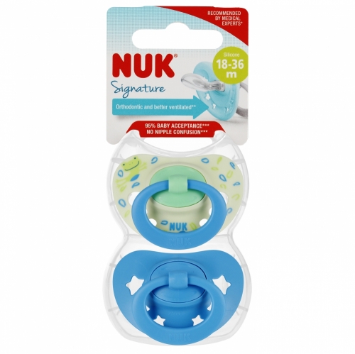 NUK 177206 Smoczek uspokajający 2 el. 18-36m SIGNATURE niebieski