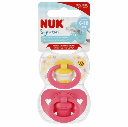 NUK 176322 Smoczek uspokajający 2 el. 6-18m SIGNATURE różowy