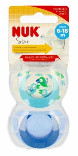 NUK 736748 Smoczek uspokajający 2 el. 6-18m STAR zielony/niebieski