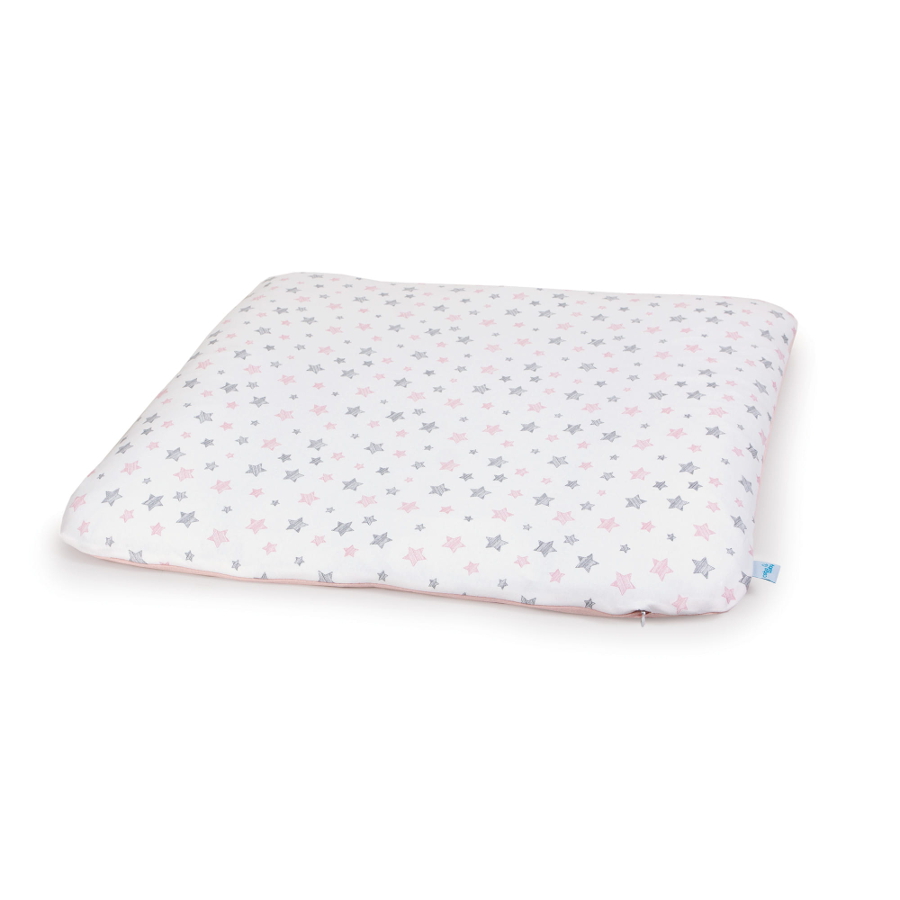 CEBA 848-626-604 Pokrowiec na przewijak miękki (75x72) 2 szt Grey Stars, Light grey+ Pink Stars, Pink  GRATIS składana mata do przewijania 60x40 Rowanberry