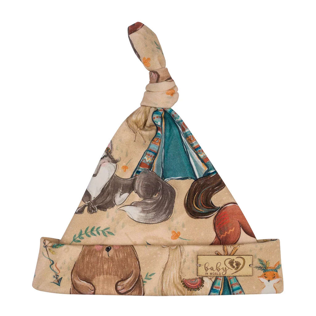 BABY 01263 Czapka niemowlęca Smerfetka Boho Misiek 0-3m