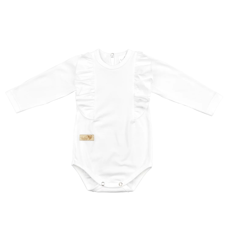 BABY 01378 Body niemowlęce dł rękaw Falbanka Ecru 68/74