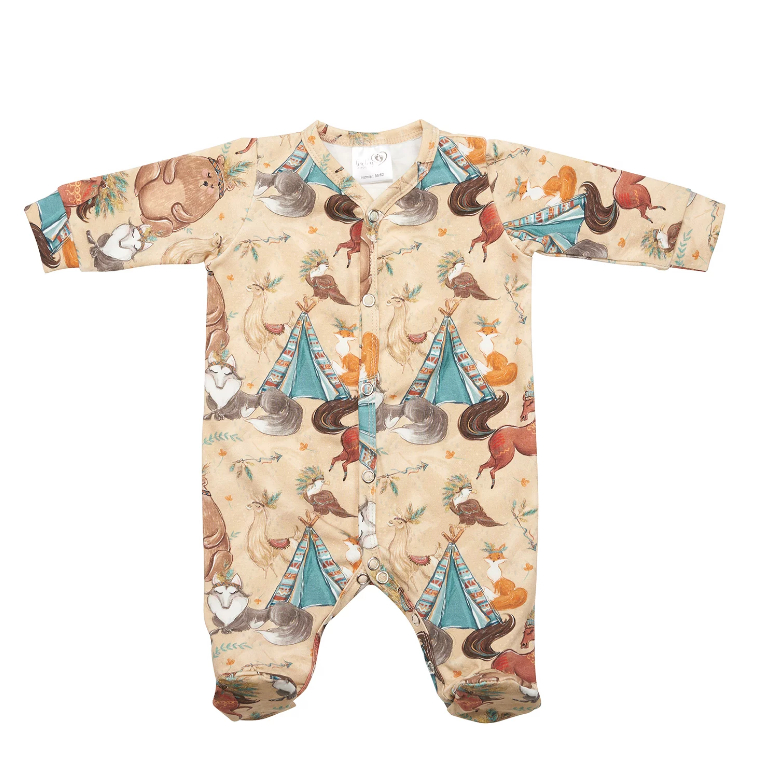 BABY 01393 Pajac niemowlęcy dł rękaw Boho Misiek 56/62